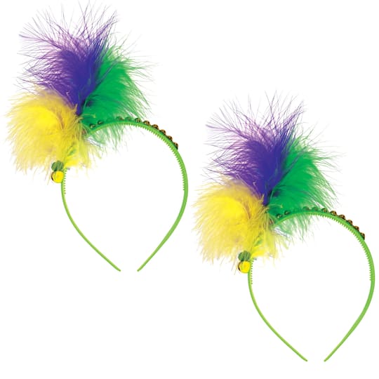 Beistle Adult Mardi Gras Feather Headbands, 2ct.